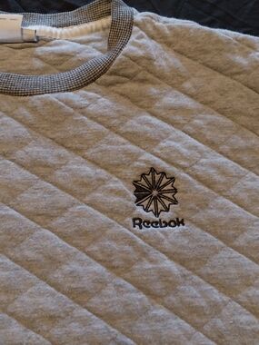 Reebok Gray Quilted Crewneck Sweatshirt with Black Trim